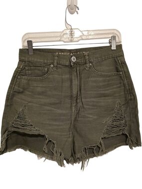American Eagle Outfitters - Olive Distressed Denim Shorts